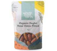 Wholefood Earth Organic Dried Deglet Nour Dates (Pitted) - 1 kg | GMO Free | Raw | Vegan | High Fibre | Certified Organic