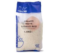 Wholefood Earth Organic White Basmati Rice 1.5kg - Stock & Prep - Premium Aged | Extra Long Grain | Aromatic Indian