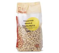 Wholefood Earth Roasted Whole Hazelnuts 1kg - Premium Quality | Rich in Vitamin E & Healthy Fats | No Salt | Vegan | Stock & Bite