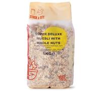 Wholefood Earth Super Deluxe Muesli With Whole Nuts 1kg - Flakes Dried Fruit Nuts & Seeds Blend | No Added Sugar | Stock & Bite