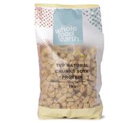 Wholefood Earth TVP Natural Chunks Soya Protein 1 kg | GMO Free | Source of Fibre | High Protein