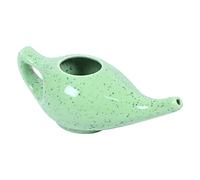 WHOLELIFEOBJECTS Leak Proof Durable Porcelain Ceramic Neti Pot with 10 Sachet Neti Salt Hold 300 Ml Water Comfortable Grip | Eco Friendly Natural Treatment for Sinus and Congestion (Green Mat)
