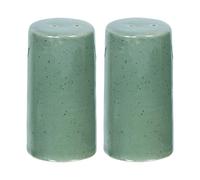 WholelifeObjects Salt and Pepper Shakers Set Farmhouse Kitchen Decor Ceramic Salt Shaker - Wedding Registry Ideas Gifts Salt and Pepper Set Holder Table Décor, Modern (Olive Green Matt)- Set of 2