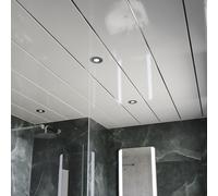 WholePanel 8mm Gloss with Silver Strip Pack of 4 Wall and Ceiling Panels | White | UPVC | 250mm x 2700mm