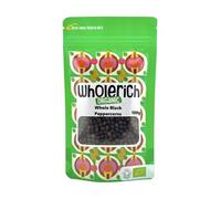 Wholerich Organic Whole Black Peppercorns 100g | Certified Organic Peppercorns | Aromatic Whole Pepper for Grinders & Everyday Cooking | Vegan & Additive-Free