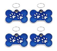 Wholesale 100PCS Multi-Colored Blank Bone-Shaped Pet Identification Tags Engraved Alloy Cat Dog Tags Keychains Pendants,Blue,46x29MM