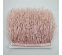 Wholesale 8-10cm Ostrich Feather Trims for Needlework and Handicraft Black Plume Skirt Decoration Natural Feathers Ribbon Fringe-Leather pink-10Meters