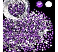 Wholesale Bulk Bag 3000PCS 4mm Resin Flat Back Rhinestone, Purple Violet Round Non Hotfix Flatback Resin Rhinestones for Nails, Tumblers, DIY Bling Embellishments, Loose Glitter Crystal Diamond Stone