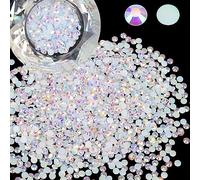 Wholesale Bulk Bag 5000PCS 2mm Resin Flat Back Rhinestone, Jelly White AB Round Non Hotfix Flatback Resin Rhinestones for Nails, Tumblers, DIY Bling Embellishments, Loose Glitter Crystal Diamond Stone