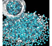 Wholesale Bulk Bags 1000PCS 6mm Resin Flat Back Rhinestone, Capri Blue Round Non Hotfix Flatback Resin Rhinestones for Nails, Tumblers, DIY Bling Embellishments, Loose Glitter Crystal Diamond Stone