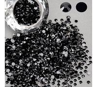 Wholesale Bulk Bags 3000PCS 4mm Resin Flat Back Rhinestone, Solid Black Round Non Hotfix Flatback Resin Rhinestones for Nails, Tumblers, DIY Deco Bling Embellishments, Loose Glitter Crystal Stone