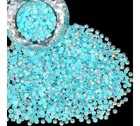 Wholesale Bulk Bags 5000PCS 2mm Resin Flat Back Rhinestone, Jelly Aquamarine AB Round Non Hotfix Flatback Resin Rhinestones for Nails, Tumblers, DIY Bling Embellishments, Loose Glitter Crystal Stone