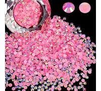 Wholesale Bulk Bags 5000PCS 2mm Resin Flat Back Rhinestone, Jelly Deep Pink AB Round Non Hotfix Flatback Resin Rhinestones for Nails, Tumblers, DIY Bling Embellishments, Loose Glitter Crystal Stone