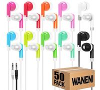Wholesale Bulk Earbuds Headphones 100 Pack Class Set for School Classroom Students Kids Children Toddler Boys Girls Teen Adults(Mixed Colors,100 Pack)