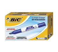 Wholesale CASE of 15 Bic Great Erase Low Odor Whiteboard MarkersWhiteboard Markers Chisel Point Blue