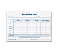Wholesale CASE of 15 - Tops Weekly Timesheet Form-Weekly Time Sheets, 8-1/2"x5-1/2", 100 Sheets/Pad, 2PD/PK