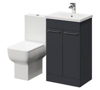 Wholesale Domestic Alessio Vanity Unit and Toilet Suite including Open Back Toilet and Floor Standing Vanity Unit | Gloss Grey | MDF | 500mm