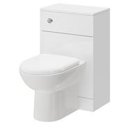 Wholesale Domestic Alexander James Toilet Unit and D Shaped Back To Wall Toilet Pan with Soft Close Toilet Seat | Gloss White | Plastic | 500mm