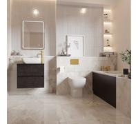 Wholesale Domestic Alford Steel Straight Single Ended Bathroom Suite including Brushed Brass Flush Plate Back to Wall Toilet and Vanity Unit | Metallic Slate | 1200mm