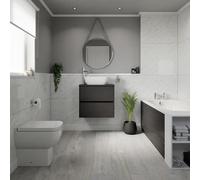 Wholesale Domestic Alford Steel Straight Single Ended Bathroom Suite including Matt White Flush Plate Back to Wall Toilet and Vanity Unit | Graphite Grey | ABS | 1400mm