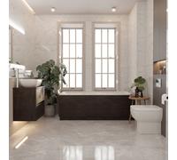 Wholesale Domestic Alford Steel Straight Single Ended Bathroom Suite including Polished Chrome Flush Plate Back to Wall Toilet and Vanity Unit | Metallic Slate | 1700mm