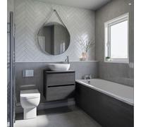 Wholesale Domestic Alford Steel Straight Single Ended Bathroom Suite including Polished Chrome Flush Plate Back to Wall Toilet and Vanity Unit | Graphite Grey | ABS | 1700mm