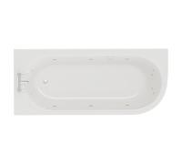 Wholesale Domestic Arc 12 Jet Chrome Flat Jet Left Hand Curved Whirlpool Shower Bath with Acrylic Front Bath Panel | White | 1700mm x 750mm
