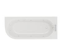 Wholesale Domestic Arc 12 Jet Chrome Flat Jet Right Hand Curved Whirlpool Shower Bath with Acrylic Front Bath Panel | White | 1700mm x 750mm