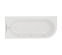 Wholesale Domestic Arc 6 Jet Chrome Flat Jet Left Hand Curved Whirlpool Shower Bath with Acrylic Front Bath Panel | White | 1700mm x 750mm