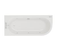 Wholesale Domestic Arc 6 Jet Chrome V-Tec Left Hand Curved Whirlpool Shower Bath with Acrylic Front Bath Panel | White | 1700mm x 750mm
