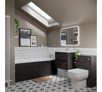Wholesale Domestic Ashby Slim Edge Straight Single Ended Bathroom Suite including Furniture Set with Minimalist Basin | Metallic Slate | ABS Polished Chrome | 1700mm x 700mm