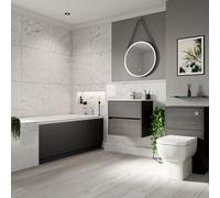 Wholesale Domestic Ashby Slim Edge Straight Single Ended Bathroom Suite including Furniture Set with Minimalist Basin | Graphite Grey | ABS Polished Chrome | 1500mm x 700mm