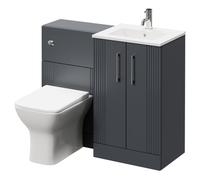 Wholesale Domestic Avant Floor Standing Vanity Unit Toilet Suite with Minimalist 1 Tap Hole Basin and 2 Doors with Polished Chrome Handles | Satin Anthracite | ABS Polished Chrome | 1000mm