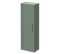 Wholesale Domestic Avant Wall Mounted Tall Storage Unit with Single Door and Polished Chrome Handle | Satin Green | MDF | 400mm x 1200mm