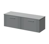 Wholesale Domestic Avant Wall Mounted Vanity Unit for Countertop Basins and 2 Drawers with Polished Chrome Handles | Satin Grey | MDF | 1200mm