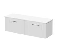 Wholesale Domestic Avant Wall Mounted Vanity Unit for Countertop Basins and 2 Drawers with Polished Chrome Handles | Satin White | MDF | 1200mm