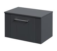 Wholesale Domestic Avant Wall Mounted Vanity Unit for Countertop Basins with Single Drawer and Polished Chrome Handle | Satin Anthracite | MDF | 600mm