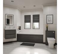 Wholesale Domestic Barton Slim Edge Straight Single Ended Bathroom Suite including Furniture Set with Slim Edge Basin | Graphite Grey | ABS Polished Chrome | 1800mm x 800mm
