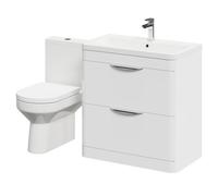 Wholesale Domestic Bergen Floor Standing 2 Drawer Vanity Unit and Open Back Toilet Suite | Gloss White | MDF | 800mm
