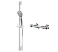 Wholesale Domestic Bullet Polished Thermostatic Bar Valve Mixer Shower with Avon Shower Slide Rail Kit | Chrome | Metal | 284mm x 675mm x 81mm