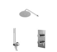 Wholesale Domestic Circo Polished Concealed Twin Thermostatic Shower Valve | Chrome | Stainless Steel | 200mm