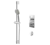 Wholesale Domestic Circo Polished Twin Thermostatic Valve Mixer Shower with Avon Slide Rail Kit and Round Shower Elbow | Chrome | Metal | 120mm x 215mm x 138.8mm