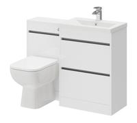 Wholesale Domestic City 2 Drawer Vanity Unit Toilet Suite | Gloss White | Plastic | 1100mm