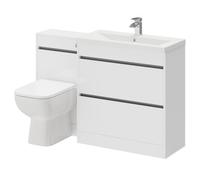 Wholesale Domestic City 2 Drawer Vanity Unit Toilet Suite | Gloss White | Plastic | 1300mm