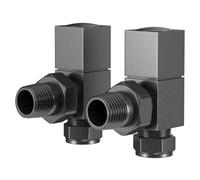 Wholesale Domestic Colore Dias Square Angled Radiator Valves | Gunmetal Grey | Brass | 29mm x 77mm x 64mm
