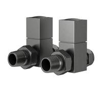 Wholesale Domestic Colore Dias Square Straight Radiator Valves | Gunmetal Grey | Brass | 29mm x 70mm x 81mm