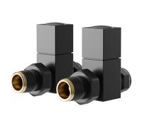Wholesale Domestic Colore Dias Square Straight Radiator Valves | Matt Black | Brass | 29mm x 70mm x 81mm