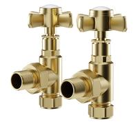 Wholesale Domestic Colore Dias Traditional Angled Radiator Valves | Brushed Brass | Metal | 80.8mm x 103.8mm x 63mm