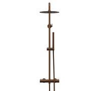 Wholesale Domestic Colore Round Thermostatic Rigid Riser Kit and Handset Shower System | Brushed Bronze | Stainless Steel | 260mm x 830mm - 1310mm x 528mm