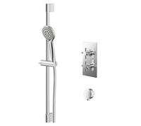 Wholesale Domestic Cross Polished Twin Thermostatic Valve Mixer Shower with Avon Slide Rail Kit and Round Shower Elbow | Chrome | Metal | 120mm x 215mm x 138.8mm